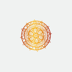the mandala flower sun snow lineart design logo for indian with white background