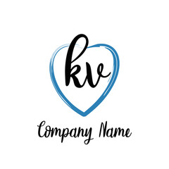 KV initial handwriting in a love brush-shaped template