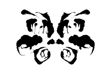 Rorschach inkblot test illustration, random symmetrical ink abstract ink stains.