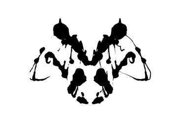 Rorschach inkblot test illustration, random symmetrical ink abstract ink stains.
