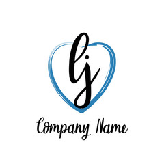 LJ initial handwriting in a love brush-shaped template