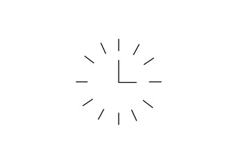 Black and white Simple Line clock icon. Outline time vector