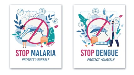 Stop Malaria and Dengue Protective Sign Poster Set