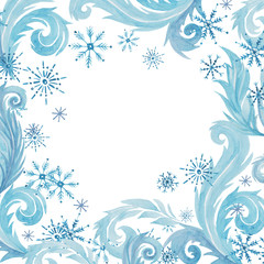 Fototapeta na wymiar frosty snowflake patterns frame