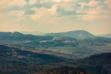 Fototapeta na wymiar View on Beskids mountains in Poland