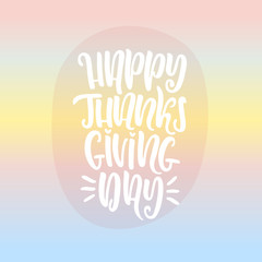 Fototapeta premium Thanksgiving day hand drawn brush lettering background.