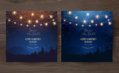 Magic night wedding lights vector design invitations