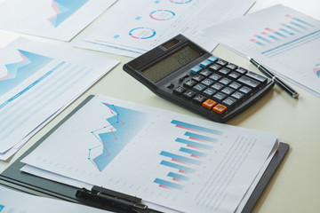 businessman working calculate data document graph chart report marketing research development  planning management strategy analysis financial accounting. Business office concept.