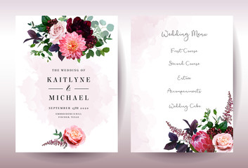 Luxury fall flowers wedding vector bouquet cards