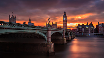 Fototapeta na wymiar Dramatic London sunset