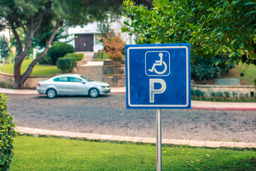 Disabled parking or wheelchair parking sign, parking for the disabled.