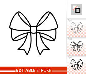 Bow ribbon gift decor single thin line vector icon