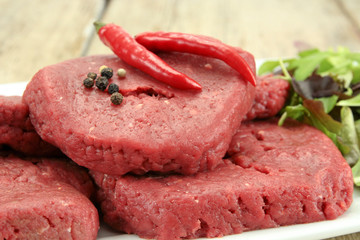 several setak chopped raw and fresh beef