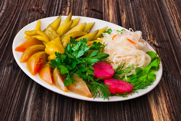 Different winter pickles and vegetables