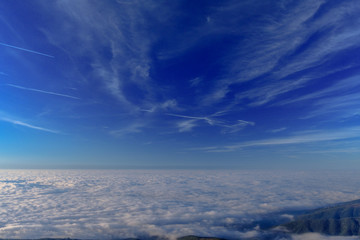 Naklejka na ściany i meble Beautiful blue sky (hiking at the Natural Park of Montseny, Turo de l'Home - 1706m)