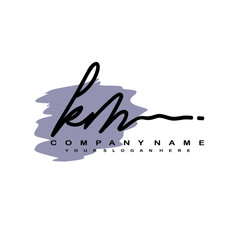 KM handwriting logo template of initial signature. beauty monogram and elegant logo design
