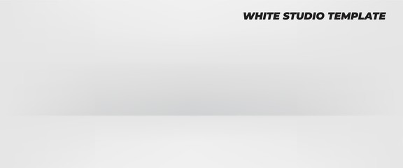 White studio template. Vector abstract mock up 3D stage background.