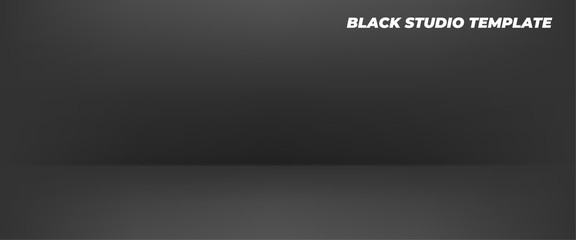 Obraz premium Black studio template. Vector mock up 3D stage abstract background.
