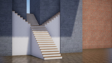 staircase in modern building, 3d rendering