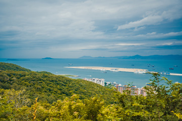 Fototapeta premium Top view of the tropical vacation island 