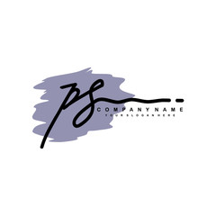 PS handwriting logo template of initial signature. beauty monogram and elegant logo design