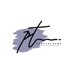 PT handwriting logo template of initial signature. beauty monogram and elegant logo design