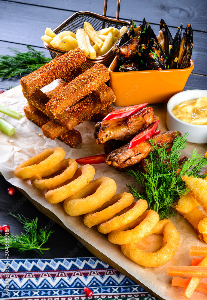 Canvas Prints set of beer snacks in a restaurant