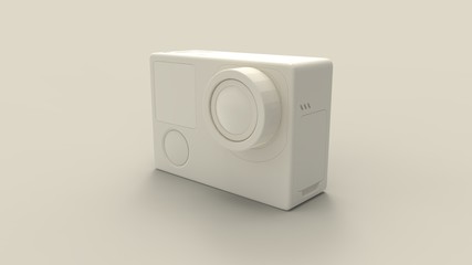 3d rendering of an action camera isolated in studio background
