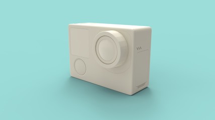 3d rendering of an action camera isolated in studio background