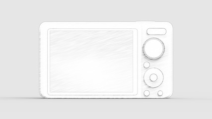 3d rendering of a digital camera isolated in studio background