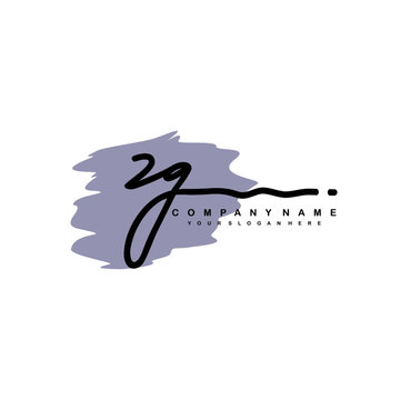 ZG handwriting logo template of initial signature. beauty monogram and elegant logo design