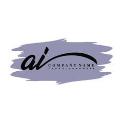 AI handwritten logo vector template. with a gray paint background, and an elegant logo design