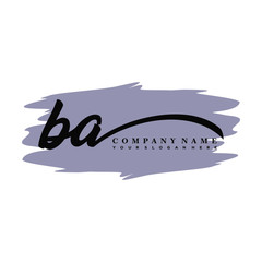 BA handwritten logo vector template. with a gray paint background, and an elegant logo design
