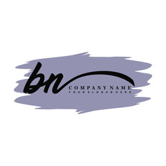 BN handwritten logo vector template. with a gray paint background, and an elegant logo design