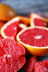 Fresh juicy grapefruit. Selective focus. Macro.