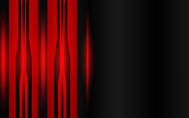 Abstract black and red texture metal background. Bright metallic color with light effect technology concept. Vector design template for element wallpaper, cover, banner gamer, advertising, corporate