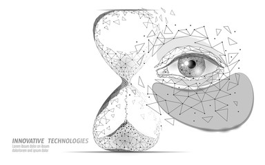 3D eye beauty patches. Low poly science cosmetics ad technology. Woman face anti-aging lifting hydrating patch. Female spa salon care skin treatment dark circles makeup. Polygonal vector illustration