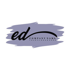 ED handwritten logo vector template. with a gray paint background, and an elegant logo design