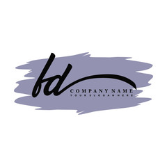 FD handwritten logo vector template. with a gray paint background, and an elegant logo design