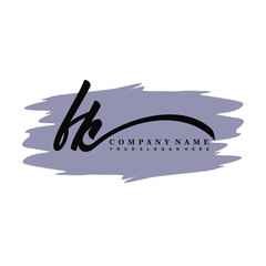 FK handwritten logo vector template. with a gray paint background, and an elegant logo design