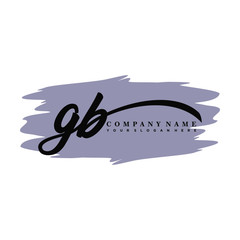 GB handwritten logo vector template. with a gray paint background, and an elegant logo design