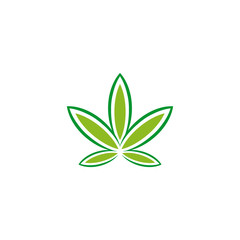 Simple CBD cannabis leaf icon logo design template