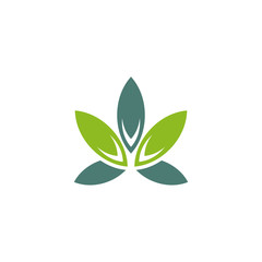 Simple CBD cannabis leaf icon logo design template