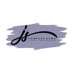 JS handwritten logo vector template. with a gray paint background, and an elegant logo design