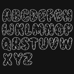 Hand drawn of chalk sketched doodle font. Set of sketch funny alphabet. Vector illustration for magazines, printings, web posters, hand drawn typography etc.