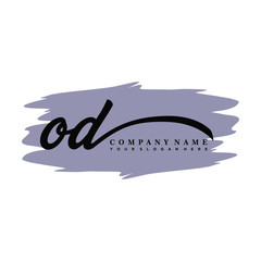 OD handwritten logo vector template. with a gray paint background, and an elegant logo design