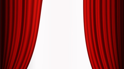 Theater red curtain on stage with clipping path