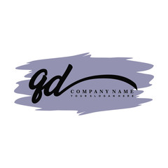 QD handwritten logo vector template. with a gray paint background, and an elegant logo design