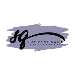 SQ handwritten logo vector template. with a gray paint background, and an elegant logo design