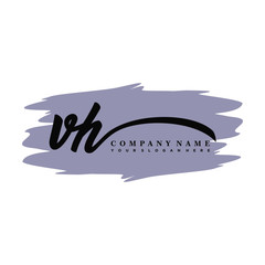 VH handwritten logo vector template. with a gray paint background, and an elegant logo design